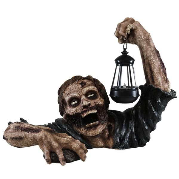 Skräck Crawling Zombie Lykta Trädgård Staty Halloween Dekor