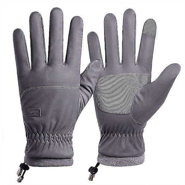 Vinter -20 grader Kuldetætte skihandsker Herre Vindtætte Vandtætte Hold Varme Handsker Touchscreen Anti Skrid Bløde Fluffy Handsker Grey