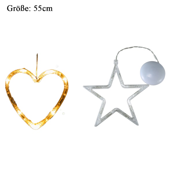 Batteridriven varmvit, jul LED-ljus Pentagram + love