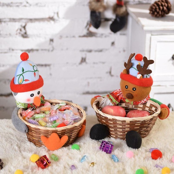 Halloween xmas julklappar dekoration santa snögubbe godis bambu korg dekoration 1903d??