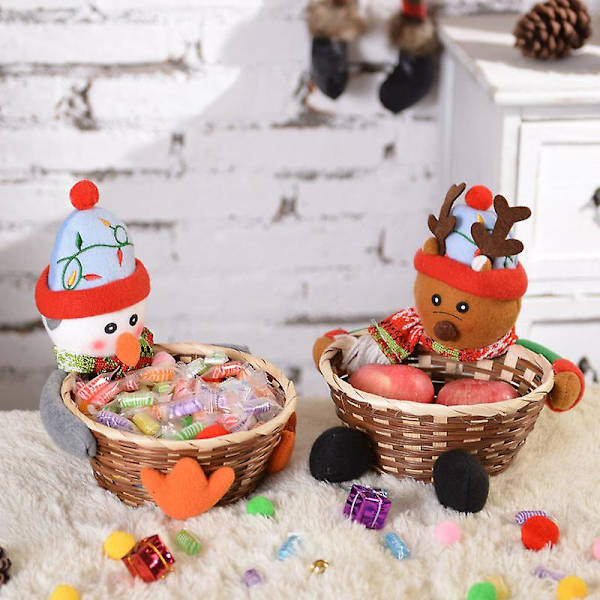 Halloween xmas julklappar dekoration santa snögubbe godis bambu korg dekoration 1904b??