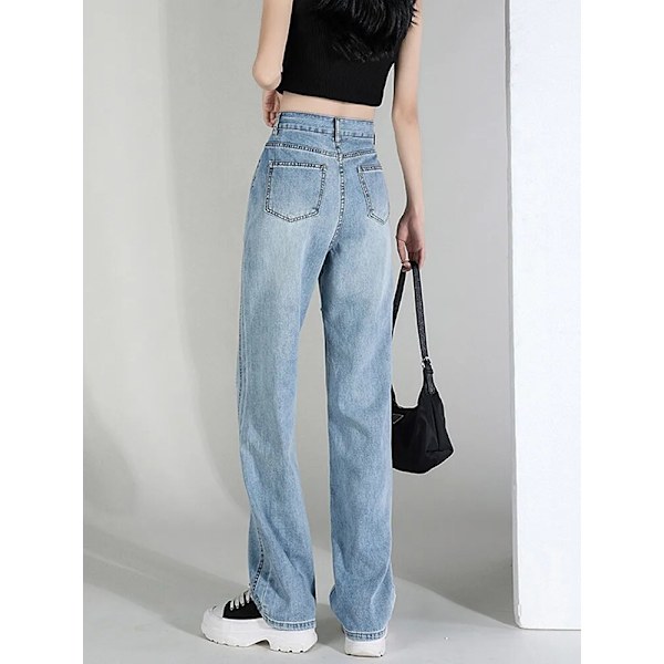 FINORD Muoti Vintage Pesty Rento Streetwear Repaleiset farkut Iso reikä Korkea vyötärö farkut Naiset Streetwear Korealaiset löysät farkut Blue L