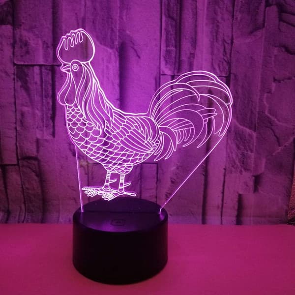 Optisk illusion 3D Cock Nattljus USB driven fjärrkontroll Forts