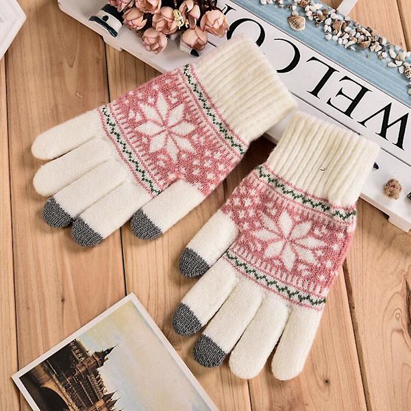 Vinter touchscreen handsker Snow Flower Printing Hold varm til kvinder