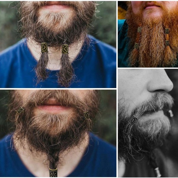 Set med 36 Viking Beard Beads Fornnordisk hår Tube Beads Dreadl