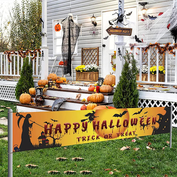 Halloween-koristeet, suuri Halloween-kangasbanneri sisä- ja ulkotilojen baari- ja myymäläkoristeluun, Halloween-valokuvausseinän taustajulisteen koristeluun