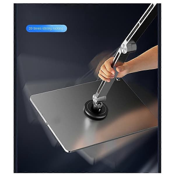 Tablet Stand Desktop Support Stand Telefonholder 360 Roterende Sammenfoldelig Kontor Fastgørelse Magnetisk Beslag Sølvfarvet
