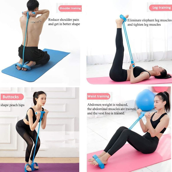 Joustava vetoköysi, poljinvastusnauha 4 putkea Poljinvastusnauha Köysi Kuntosalitarvikkeet naisille Pilates A
