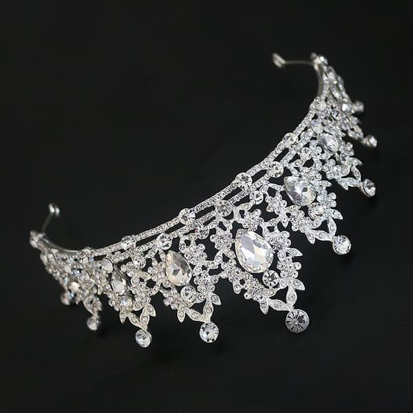 Strass Bröllopstiara Prinsessa Fest Tiara Silver Brud Bal Bröllopsfest Födelsedagstiara