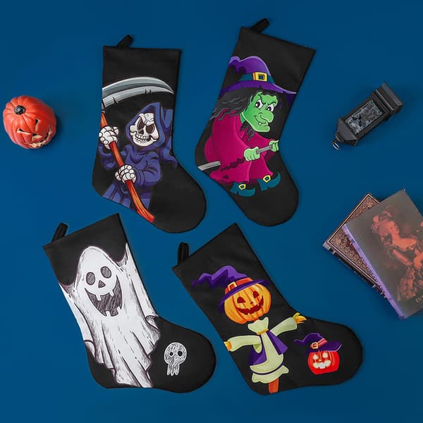 4 stycken dekorativa halloween-strumpor Ghost Day skull ghost prin