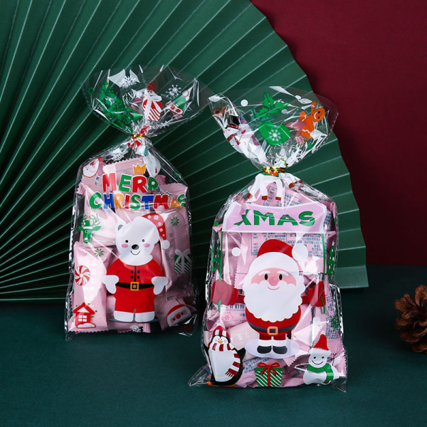 50 stk julegodteposer i plast Julekaker gaveposer A2 onesize