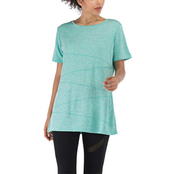 Stripete topp for kvinner med kort erm T-skjorte for casual genser Green,XL
