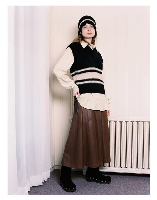 Slouchy Stribet Farveblok Strikket Hue - Sort, Vibe Kold Hue