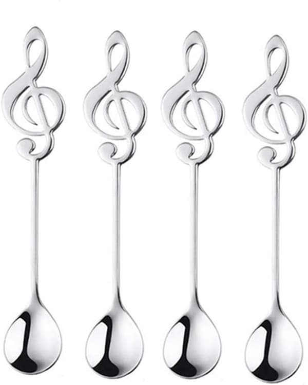 4 stk. Dessert Skeer Dekorative Musiknote Blandeskeer Teskeer