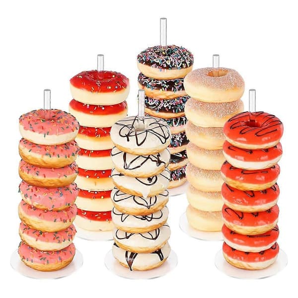 Munkställ 6-pack, Bagelställ i akryl, Munkdisplayställ för dessertbord, Bageldisplaytorn för födelsedag, bröllop