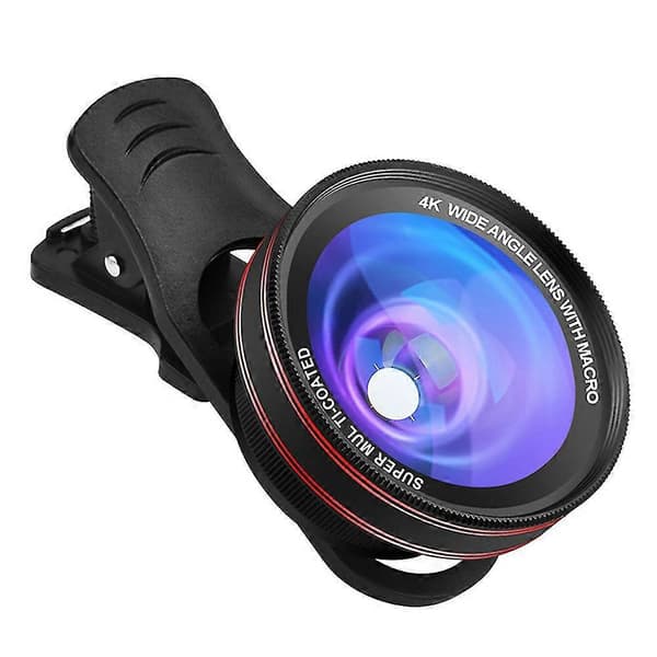 4k Vidvinkelobjektiv med Makro 15x Makroobjektiv Telefon Kameraobjektiv Makro LED Ringlys Ringblits For