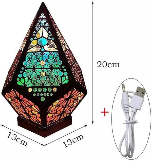Bohemsk LED-lampe, trelys-projeksjonsnattlampe 3D Col