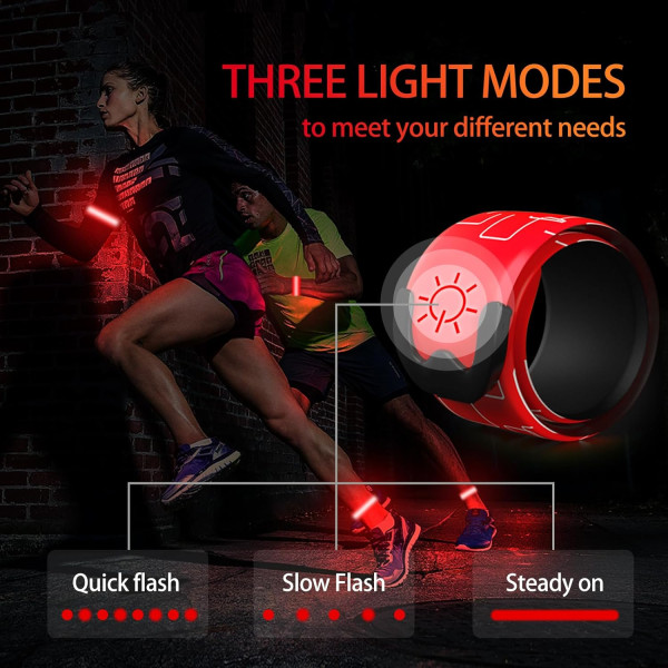 Ledarmband för löpning, 2-pack löparljus för löpare Uppladdningsbara reflekterande löparutrustning Light Up Armband LED-armbandsljus med hög synlighet red