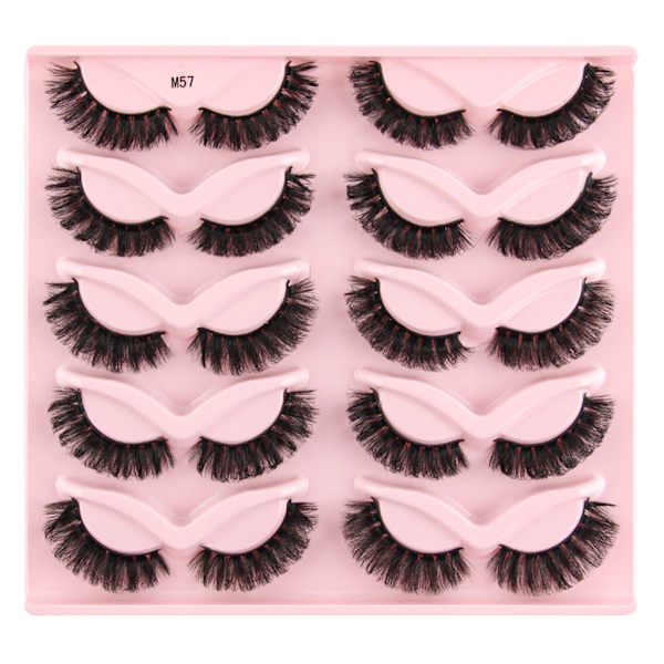 Halvfransar Naturligt utseende Wispy Cat-Eye Ögonfransar 3D lösögonfransar Fluffy-Soft 10 Par Faux Mink Fake Lashes Sets G