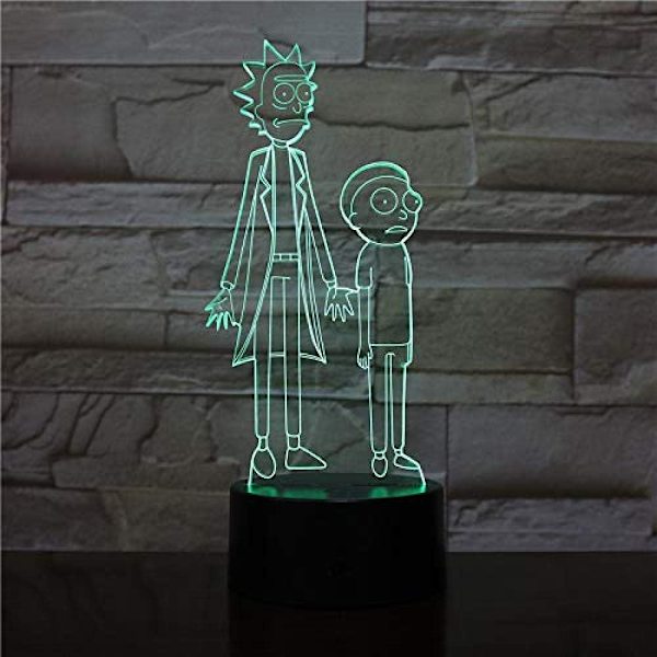 3D Led nattljuslampa Tecknad Rick et Morty Färgrik natt