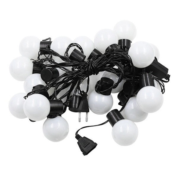 1 stk. dekorative lyskæder, 20 LED-kugler til bryllupsfest, ferie, have, gårdhave, værelse (hvid)