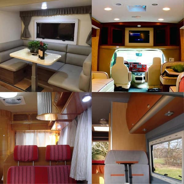 6 stk. innvendige LED-spotter 12V fjernkontrollamper for T4 T5 bobiler campingvogner