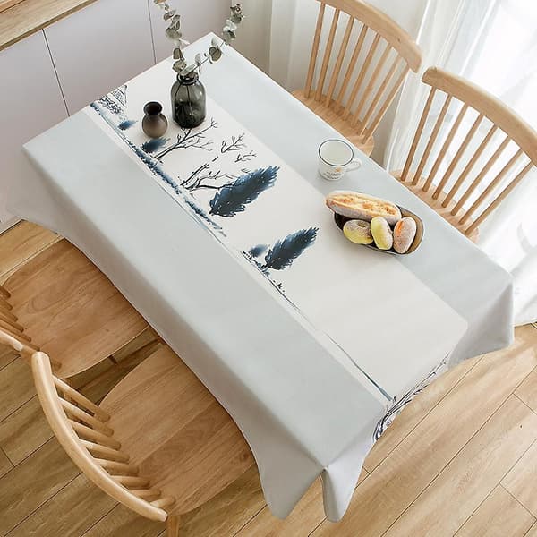 Bordsdæk, rektangulært dæk i polyester, grafisk trykt vaskbart cover til buffetbord, fest, middag (55 tommer)
