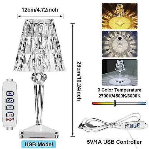 Led bordslampa Diamond Rose Bar Nattljus Touch Atmosphere Bedside USB