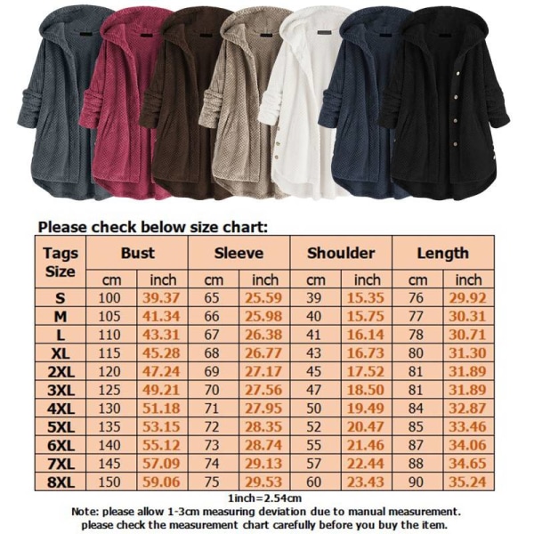 Dame Dobbelt Varm Hætte Frakke Lang Pels Cardigan Overtøj Jakke Black XL