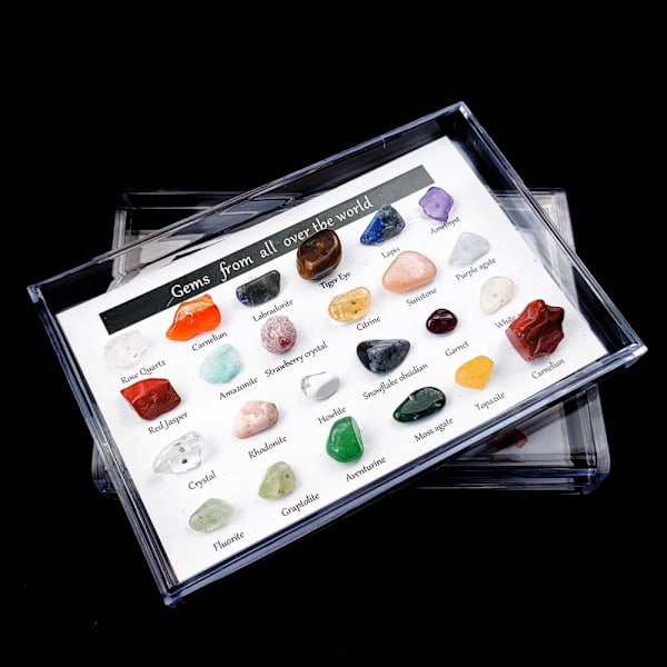 24 stk. Healing Crystals Chakra Stones Farverige Ædelsten Malmprøver