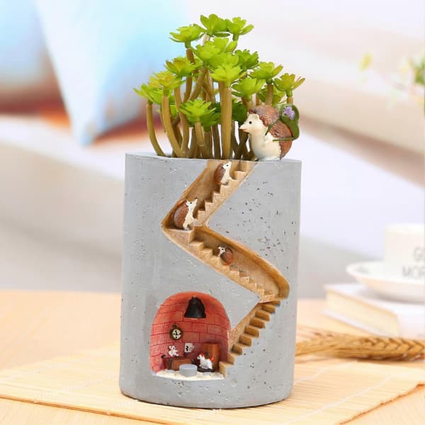 Hartsblomkruka Multifunktionell Igelkottsdocka Handgjord Hem Skrivbordsblomkruka för Presenter