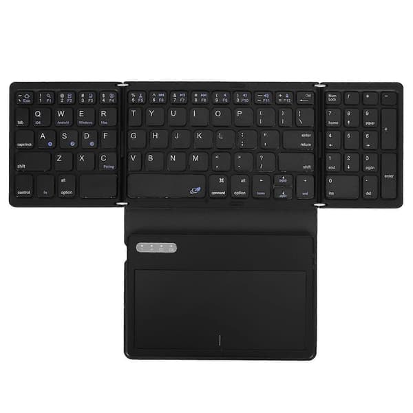 Foldbar Bluetooth Tastatur Lav Latency Bluetooth 5.1 Fuldstørrelse Tastatur med Stor Touchpad til IOS til Android til Windows