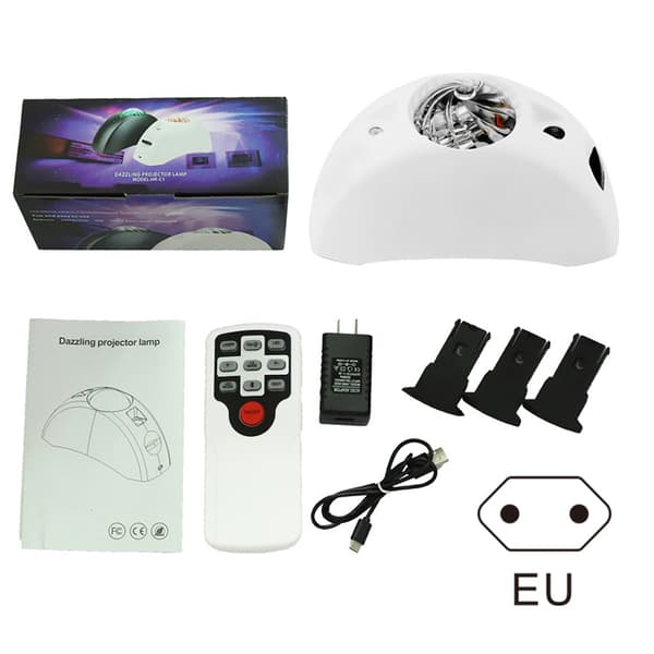 7 färger Star Projector Ocean Wave Lampa Sovrum nattljus, Bluetooth -kompatibel vit white