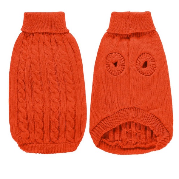 Pet Sweater, Turtleneck Knit Jumper Hundtröja Varm kappa Söt valp Kattkläder Orange xl