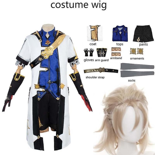 Game Genshin Impact Albedo Vuxen Cosplay Kostym Deluxe Kostymer The Ordo Favonius Peruk Uniform Handskar Strumpor Peruk Albedo Outfits Z L costume