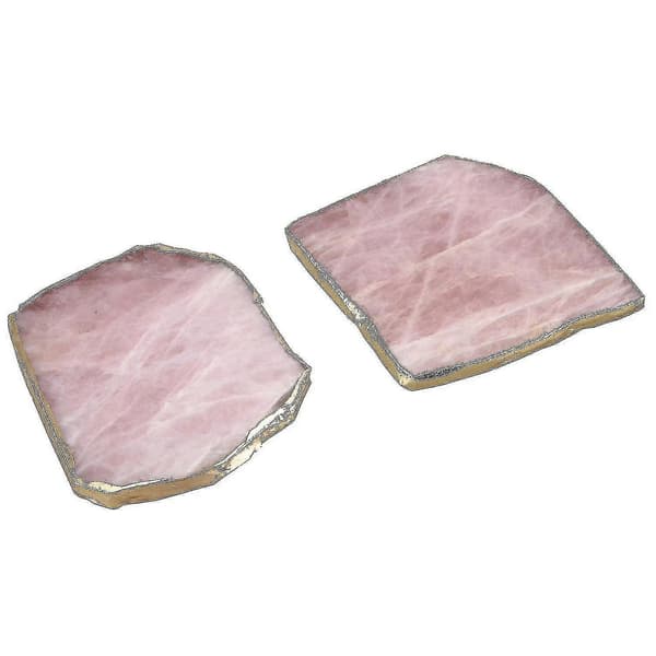 2 stk Agatskive Rosa Agat Coaster Tekoppbrett Dekorativ