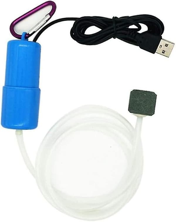 Mini USB Aquarium Luftpump Luftstensslang Blå