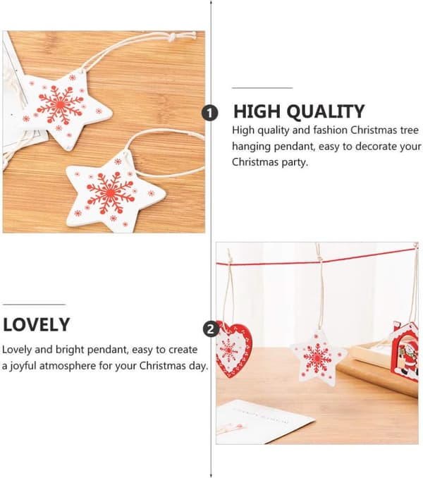 Jul träetiketter Xmas hängande utskärningar (1 set)