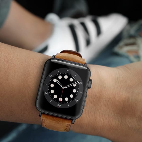 Brun - Kompatibel med Apple rem 45mm 44mm 42mm 49mm læder