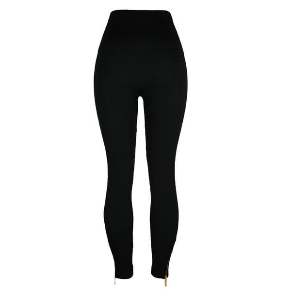 Svarta Shapingtights - hög midja, mode Zipper Black L