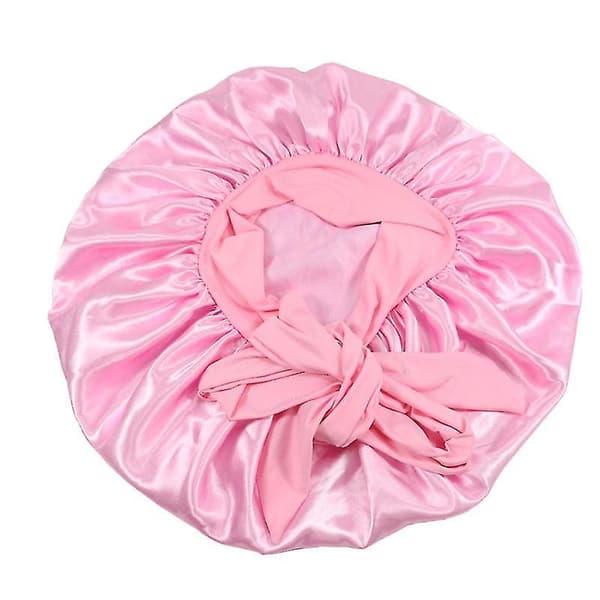 Silke Bonnet Satin Bonnet Til Søvn Bonnet Med Bånd Nat Hætte pink