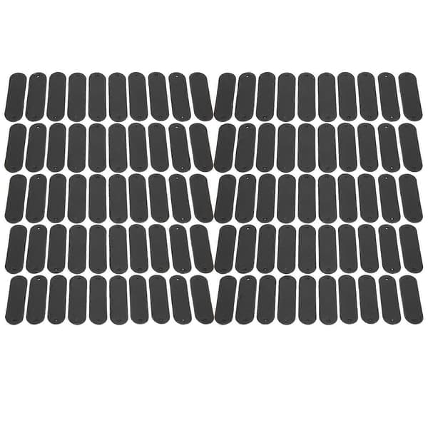 100 stk hekkelapper 4,5x1,2 cm 2 hull PU-skinnmerke Praktisk pynt DIY-tilbehør Svart