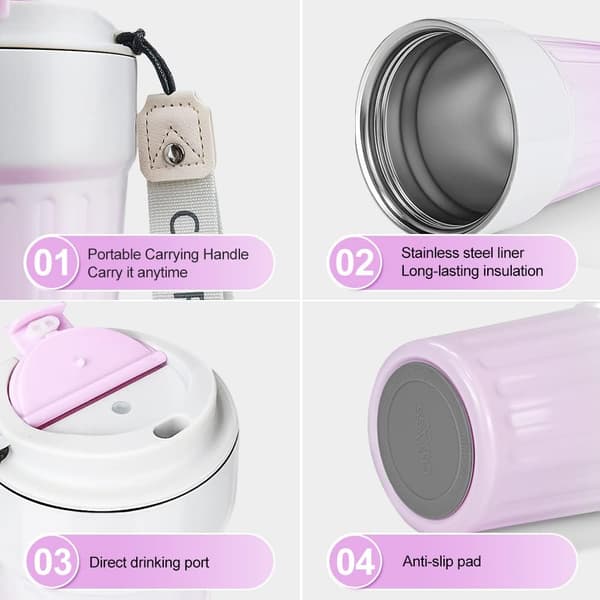 400 ml mugg i rostfritt stål (rosa) Läckagesäker kaffe- och temugg