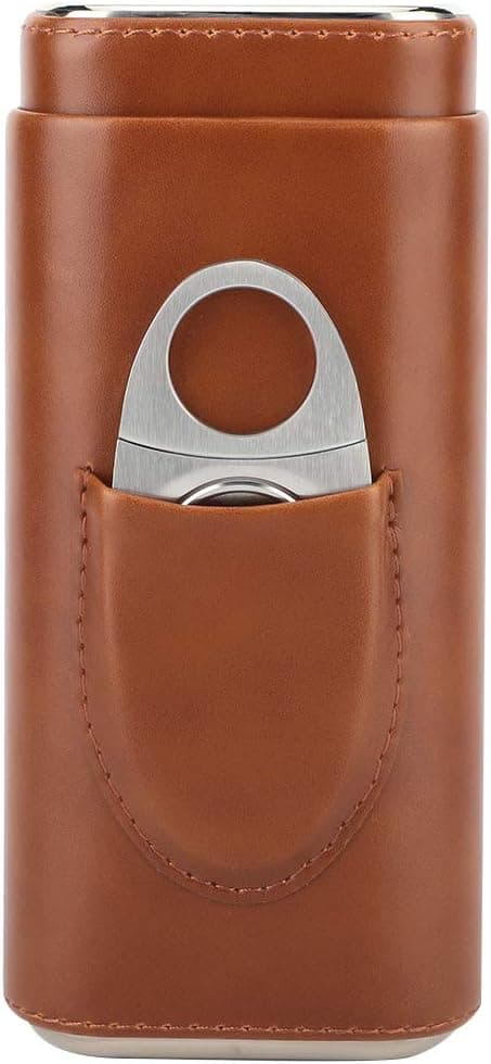 Lær Cedar Sigar Humidor, Mini Kvalitets Lær Sigarboks
