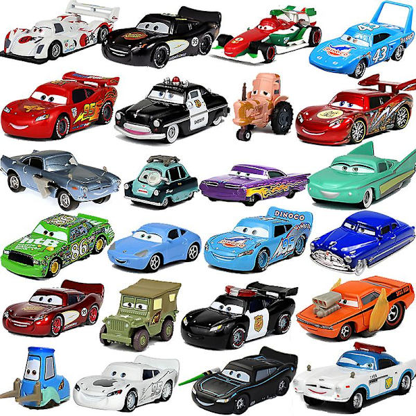 Bilar Disney Pixar Bilar 2 3 Toy Lightning Mcqueen Mater Sheriff Legering Metall Modell Bil 1:55 Metallleksaker Fordon Pojke Barn Presenter