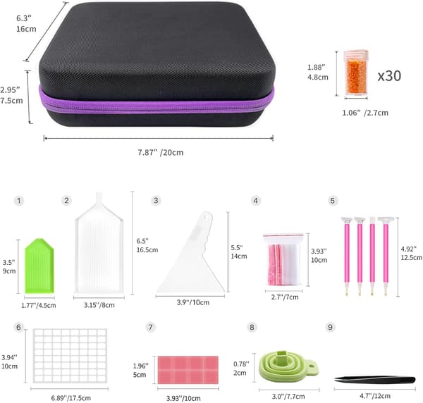 Diamantmaleri Oppbevaringsbokser, 30 roms perleoppbevaring med 5D diamant