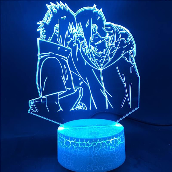 Naruto Kakashi Uchiha Sasuke 3D Illusjon Nattlampe Sm