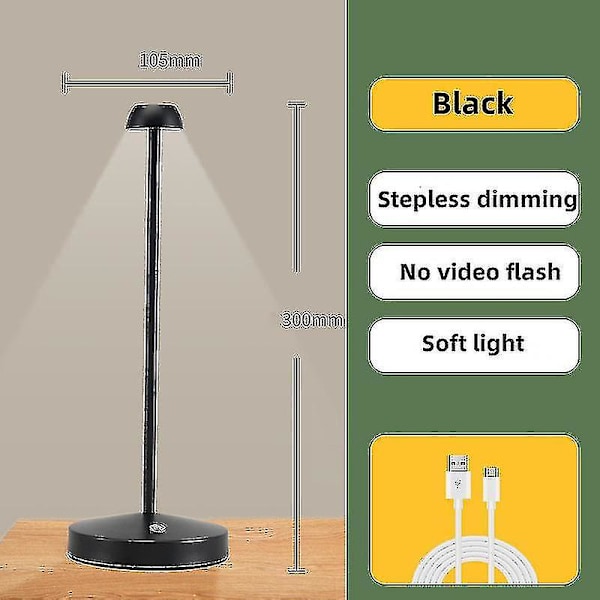 Uppladdningsbar bordslampa Creative Dining Touch Led Hotel Bar Coffee Pina Pro Bordslampa Lampada Da Tavolo Dekorativ skrivbordslampa Black B