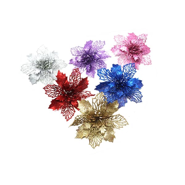 Et sæt med 12 kunstige blomster til juletræer (lilla, 10 cm)