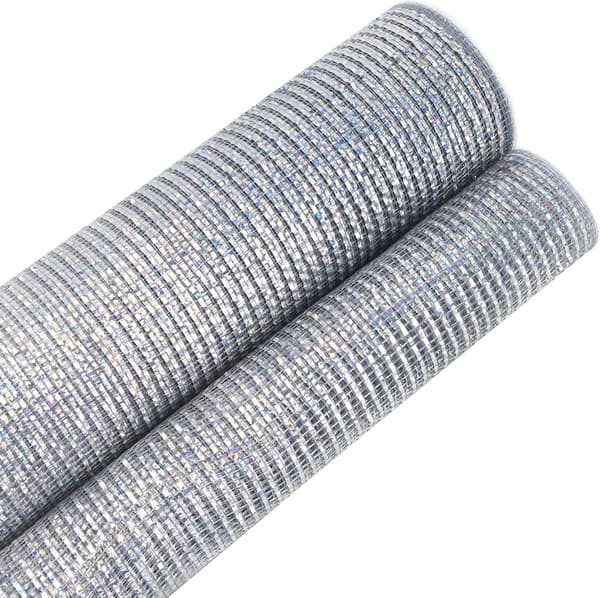Silver Mesh Band Silver Deco Mesh Ribbon 10 tum Bred Silver Mesh Band för